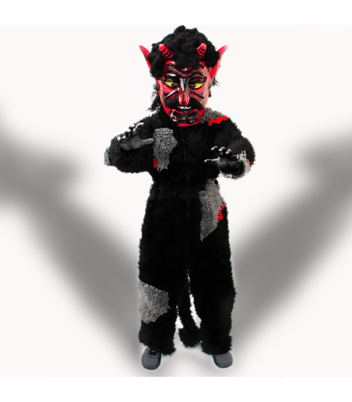 KOSTÝM ČERT KOMBINÉZA ČERNO-ŠEDÁ + NASAZOVACÍ HLAVA