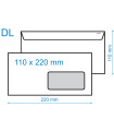Obálky DL s okénkem vpravo - obyčejné, 1000 ks