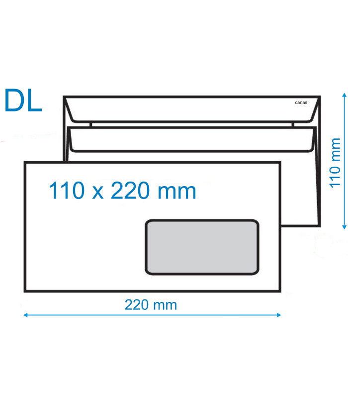 Obálky DL - samolepicí s okénkem vpravo, 1000 ks