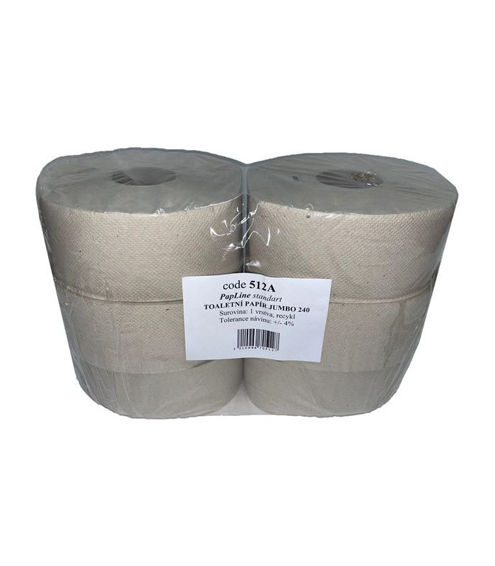 Toaletní papír jumbo - 1vrstvý, recykl, 24 cm, 6 rolí