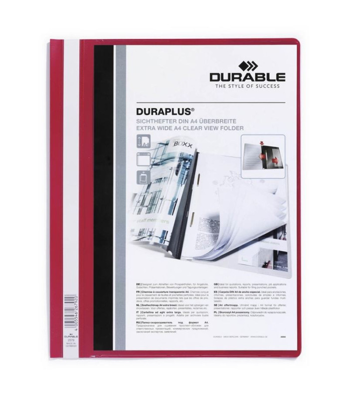 PLASTOVÝ RYCHLOVAZAČ DURABLE - A4, S KAPSOU, ČERVENÝ