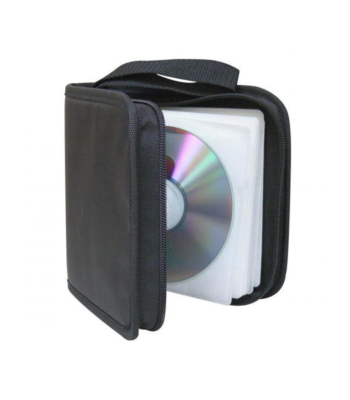Box na 40 ks CD, textil, černý, album, zip, Logo