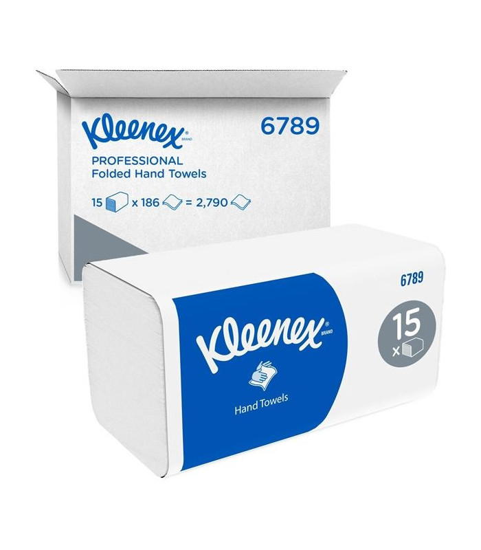 Skládané papírové ručníky Kleenex - 2vrstvé, bílé, 15x186 ks