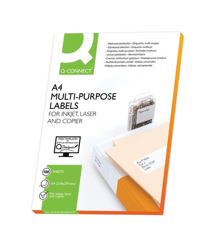 Univerzální etikety Q-Connect - bílé, 210 x 148,5 mm, 200 ks, zaoblené rohy