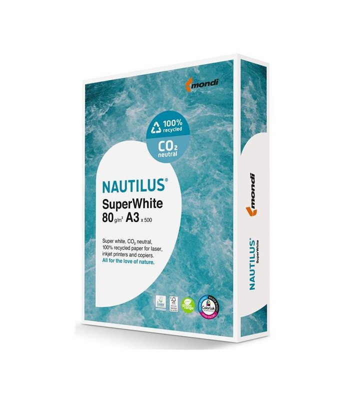 Recyklovaný papír Nautilus Superwhite - A3, zářivě bílý, 80 g/m2, CIE 150, 500 listů