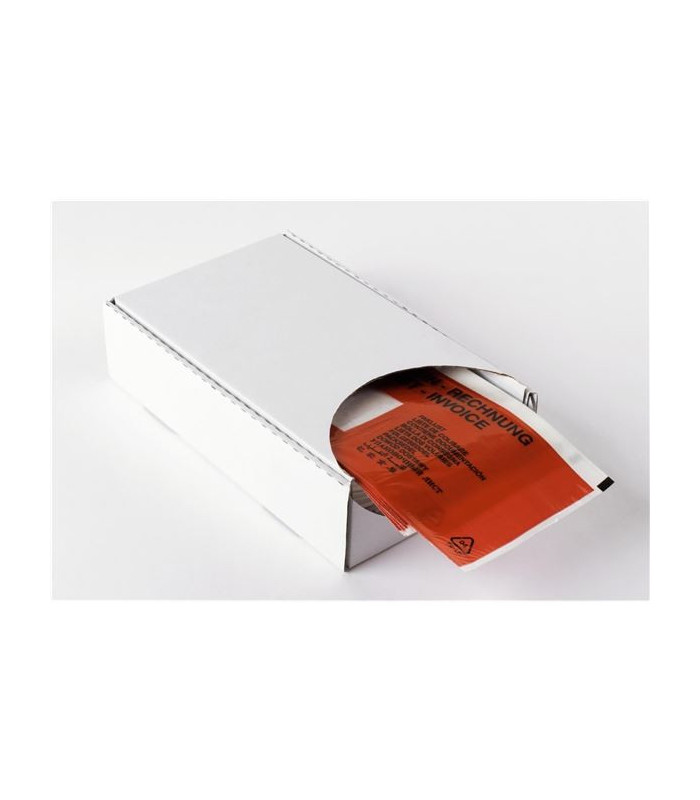 Samolepící Kapsy na zásilky DL, průhledné s červenou, 250 ks