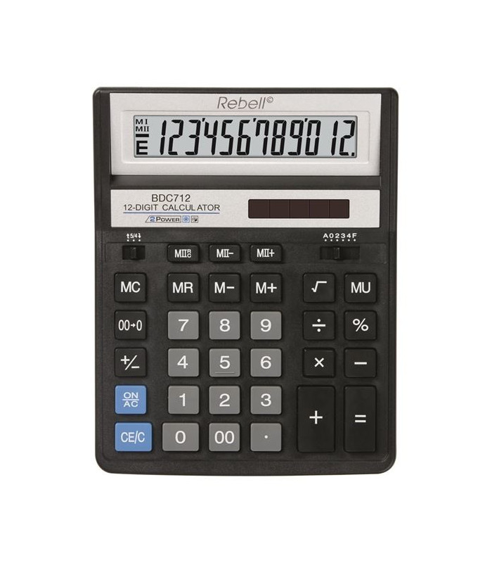 Stolní kalkulačka Rebell BDC712BK BX - 12-míst, nakloněný display, černá