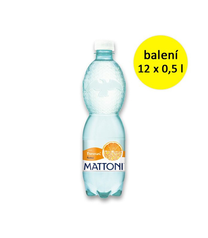 Minerální voda Mattoni - pomeranč, perlivá, 12x 0,5 l