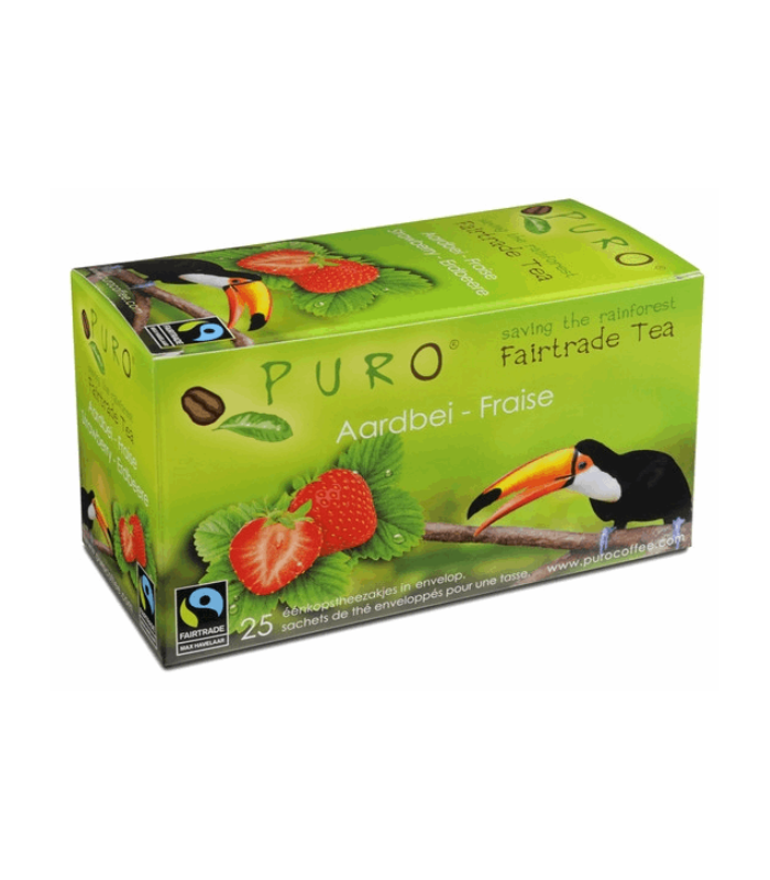 Černý čaj Puro - jahoda, Fair trade, 25x 2 g