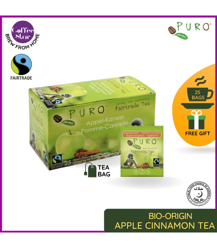 Černý čaj Puro - jablko, skořice, Fairtrade, 25 x 2 g