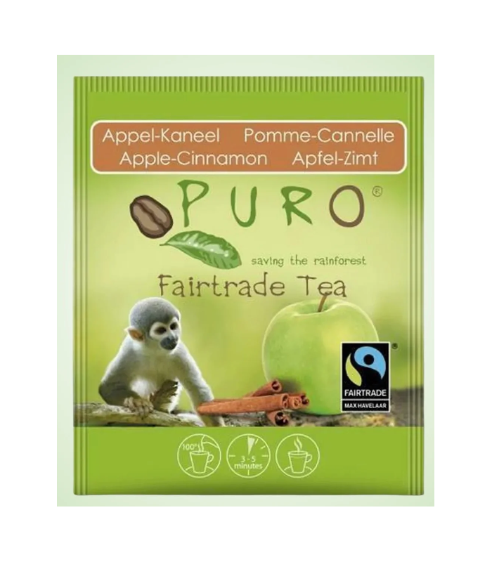 Černý čaj Puro - jablko, skořice, Fairtrade, 25 x 2 g