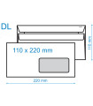 Obálky DL - s vnitřním tiskem a okénkem vpravo, samolepicí, 50 ks