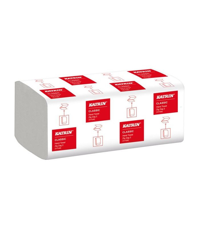Skládané papírové ručníky Katrin - 2vrstvé, bílý recykl, 20x200 ks