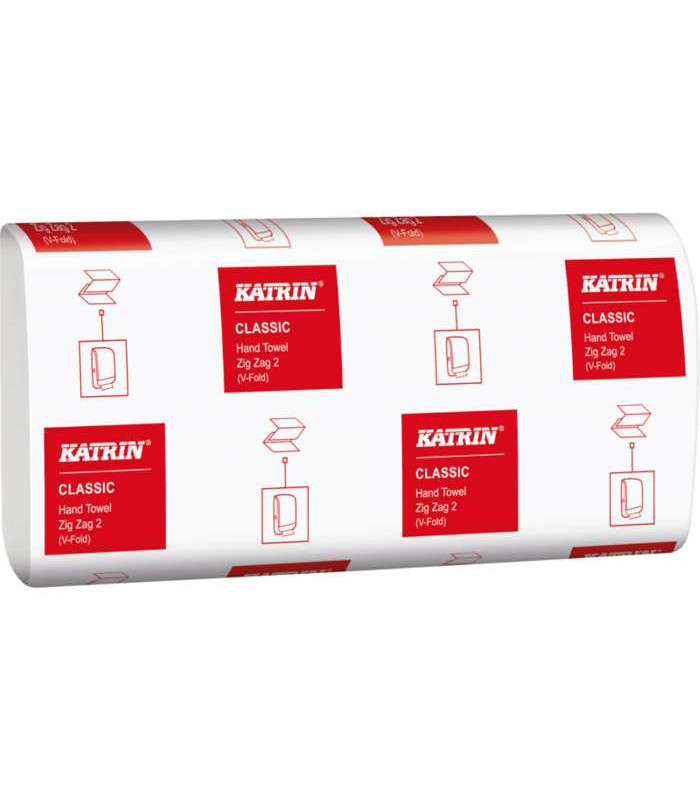 Skládané papírové ručníky Katrin Classic - 2vrstvé, bílé, 20 x 150 ks