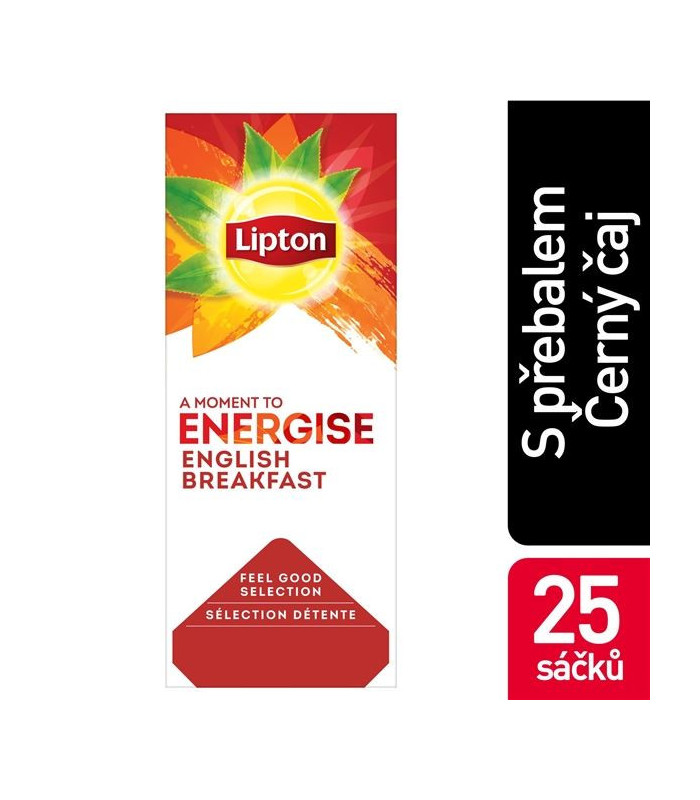 Černý čaj Lipton Energise - English breakfast, 25 x 2 g