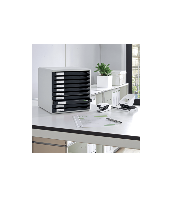 Zásuvkový box Leitz - 10 zásuvek, černý/šedý