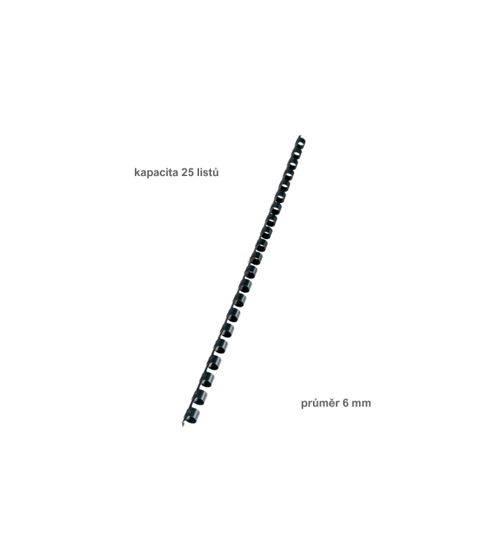 Hřbety plastové GBC 6 mm, černé, 100 ks
