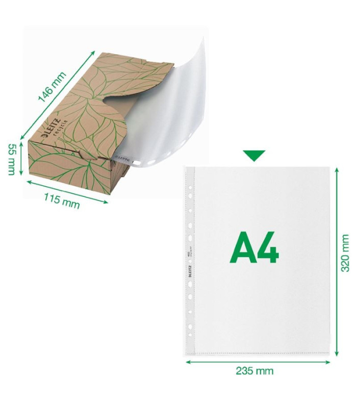 Euroobaly U Leitz RECYCLE At Hand v krabici - A4, matné, 70 mic, 40 ks