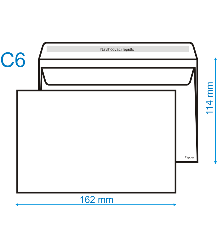 Obálky C6 - obyčejné, 1000 ks, 16,2 x 11,4 cm