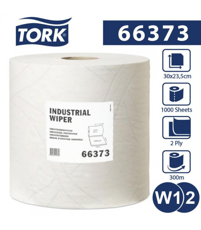 Průmyslové utěrky Tork - 2vrstvé, bílý recykl, 2 role (66373)