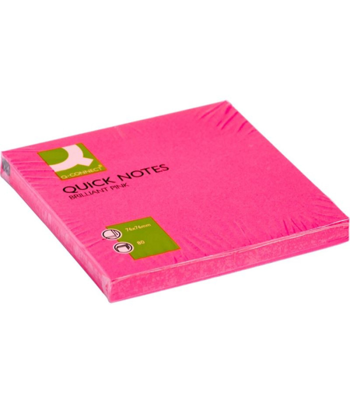 Samolepicí bloček Q-Connect - 75 x 75 mm, neonově růžový