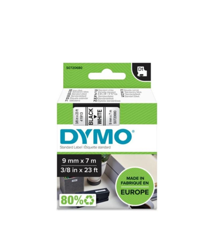 Páska Dymo D1 šířka - 9 mm, návin 7 m, černé písmo / bílá