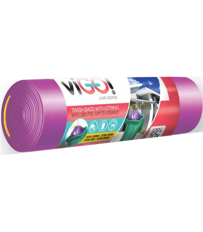 Pytle na odpadky viGO - zatahovací, 120 l, 35 mic, 10 ks