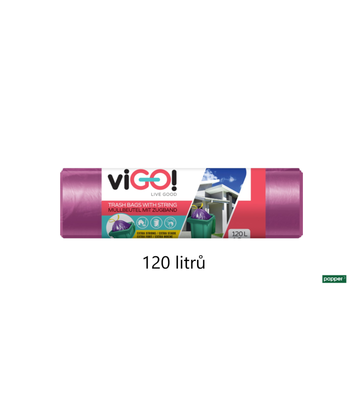 Pytle na odpadky viGO - zatahovací, 120 l, 35 mic, 10 ks