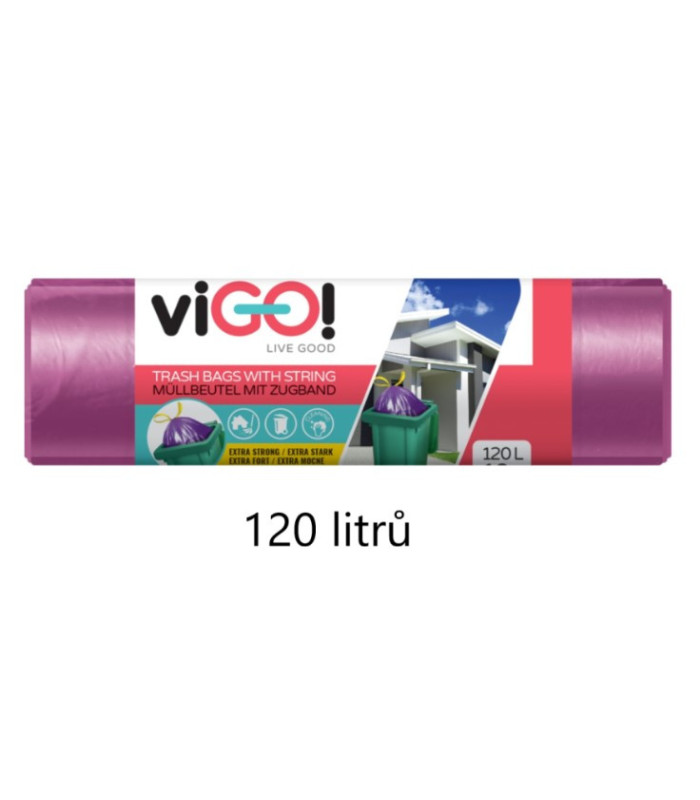Pytle na odpadky viGO - zatahovací, 120 l, 35 mic, 10 ks