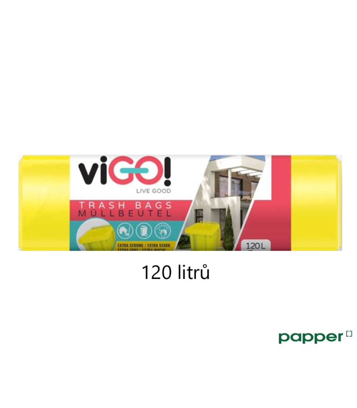 Pytle na odpadky na tříděný odpad - žluté, 120 l, 45 mic, 8 ks