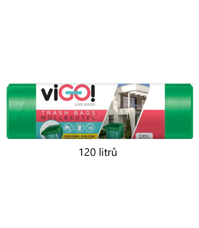 Pytle na odpadky na tříděný odpad - zelené, 120 l, 45 mic, 7 ks