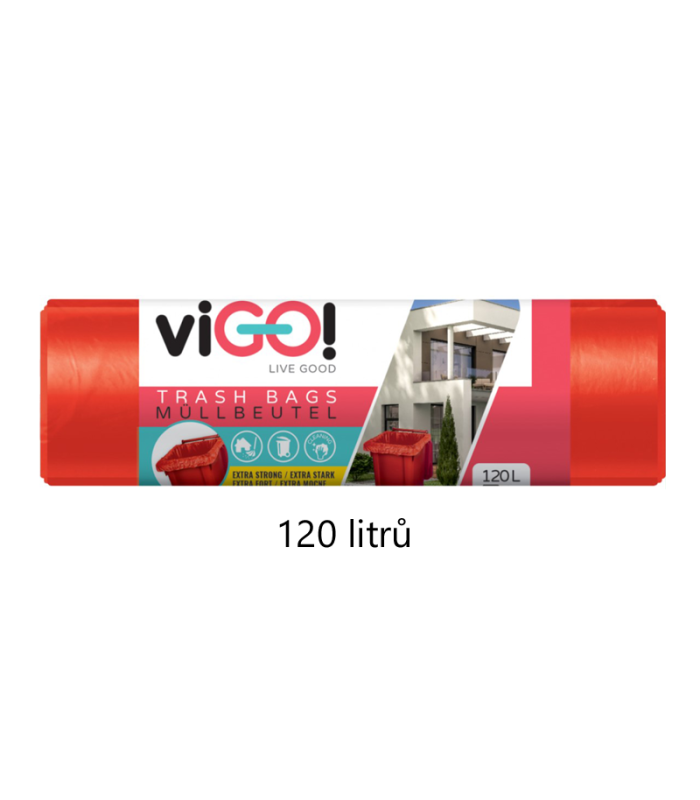 Pytle na odpadky na tříděný odpad - červené, 120 l, 45 mic, 7 ks