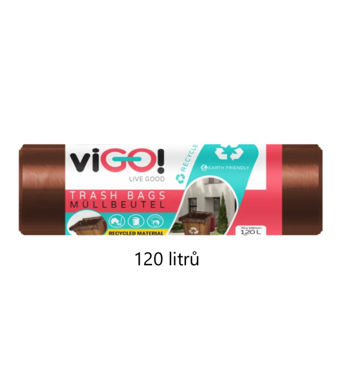 Pytle na odpadky na tříděný odpad - hnědé, 120 l, 45 mic, 8 ks
