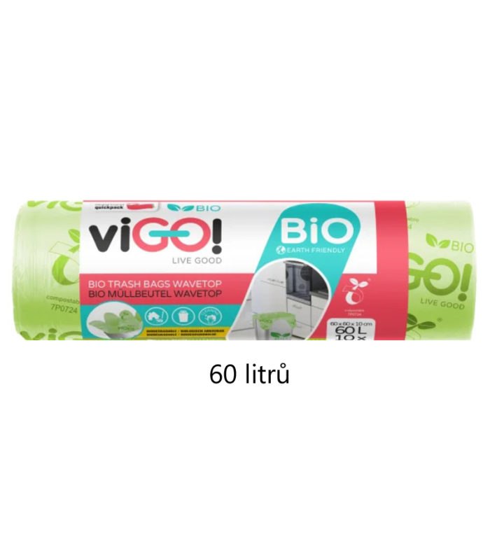 Pytle na odpadky viGO - Bio, zelené, 60 l, 10 ks