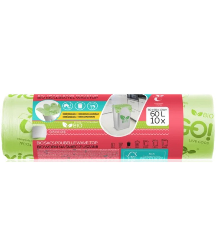 Pytle na odpadky viGO - Bio, zelené, 60 l, 10 ks