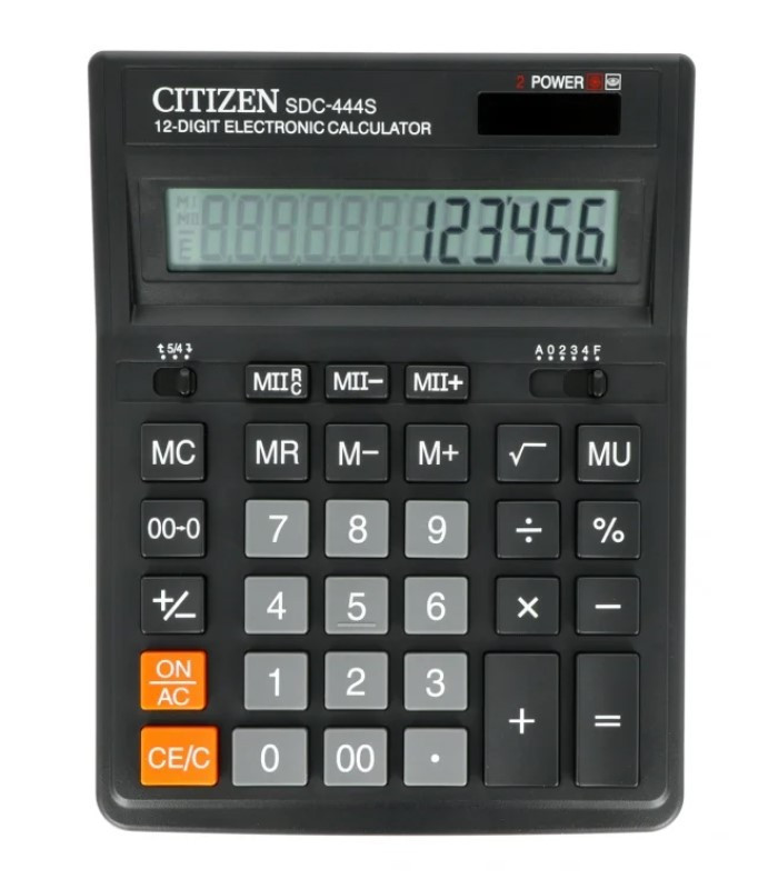 Velká stolní kalkulačka Citizen SDC-444S - 12-míst displej, černá