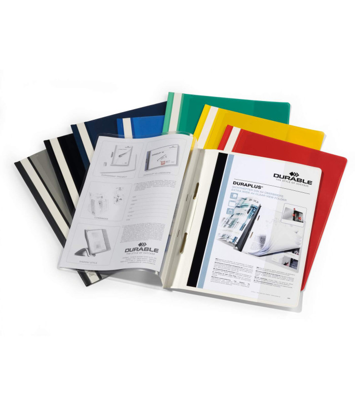 Plastový rychlovazač Durable - A4, s kapsou, žluté, 1 ks