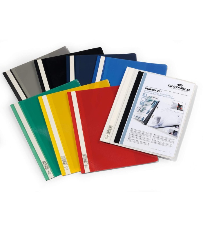 Plastový rychlovazač Durable - A4, s kapsou, bílé, 1 ks