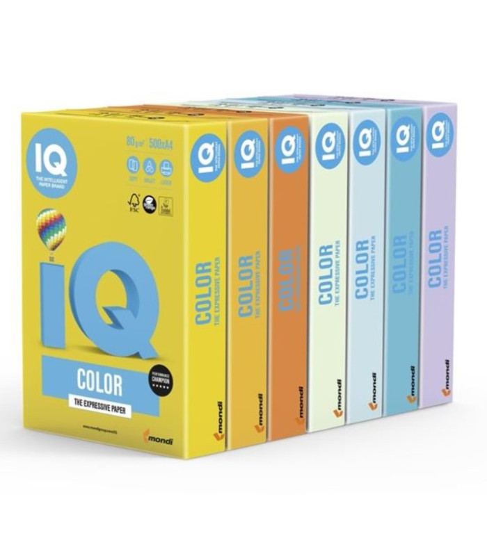 Barevný papír IQ Color A4 - IG50, intenzivně žlutý, 80g/m2, 500 listů