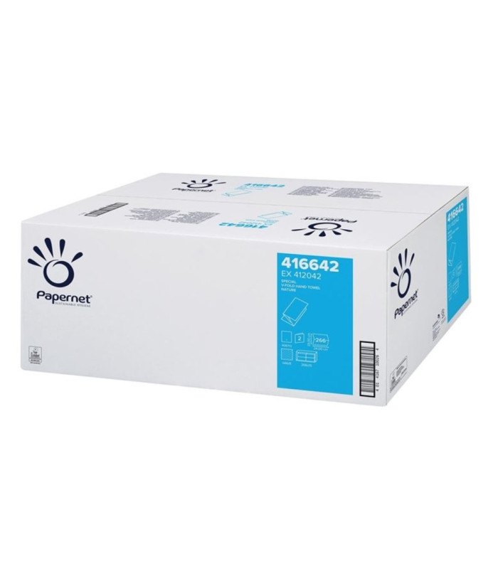 Skládané papírové ručníky Papernet - 2vrstvé, bílý recykl, 15x266 ks