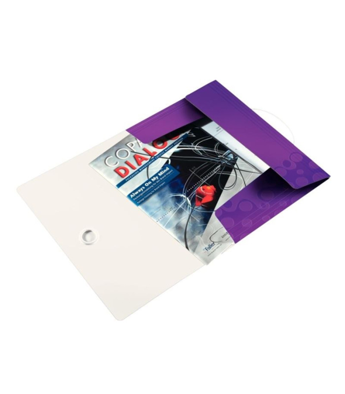 Desky s chlopněmi a gumičkou Leitz WOW - A4, plastové, purpurové, 1 ks