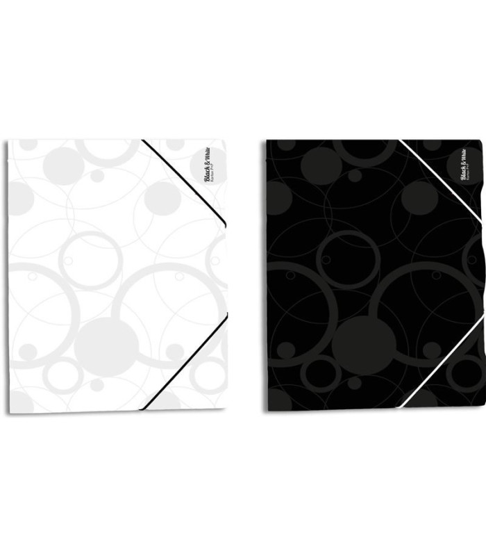 Desky s chlopněmi a gumičkou Black&White - A4, plastové, bílé, 1 ks