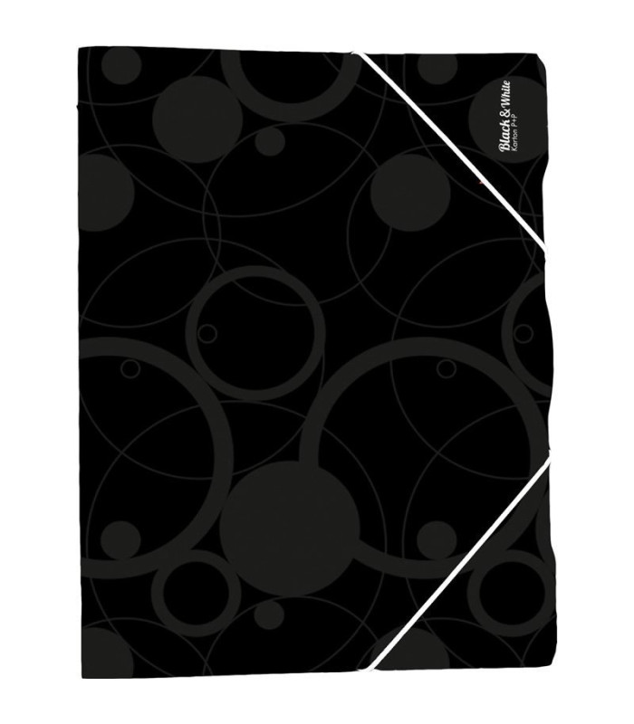 Desky s chlopněmi a gumičkou Black&White - A4, plastové, černé, 1 ks