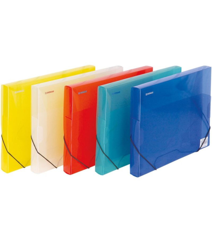 Box na spisy s gumičkou Donau - A4, transparentní, 3 cm