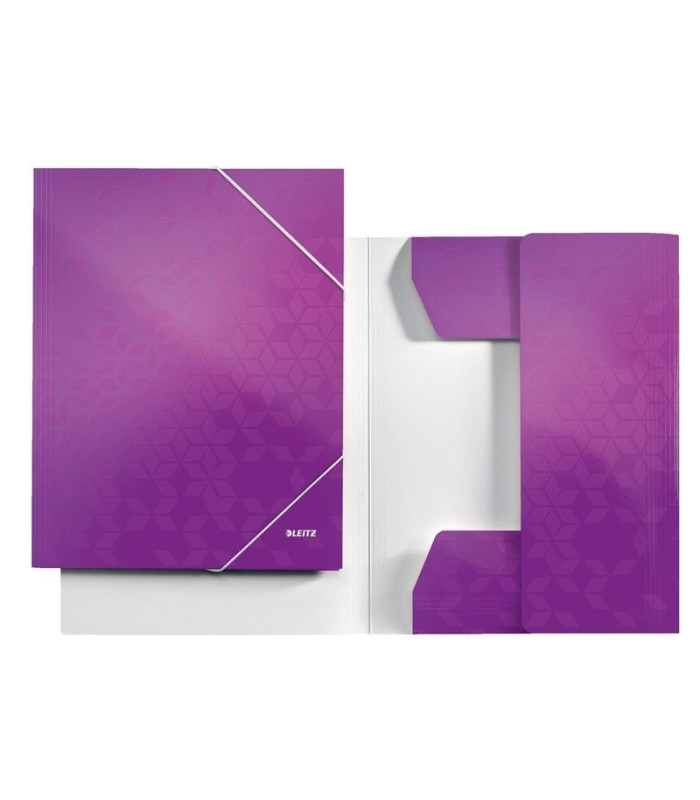 Desky s chlopněmi a gumičkou Leitz WOW - A4, purpurové, 1 ks