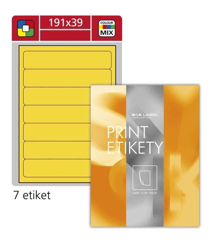 Etikety na pořadače S&K Label - žluté, 191 x 39 mm, 700 ks
