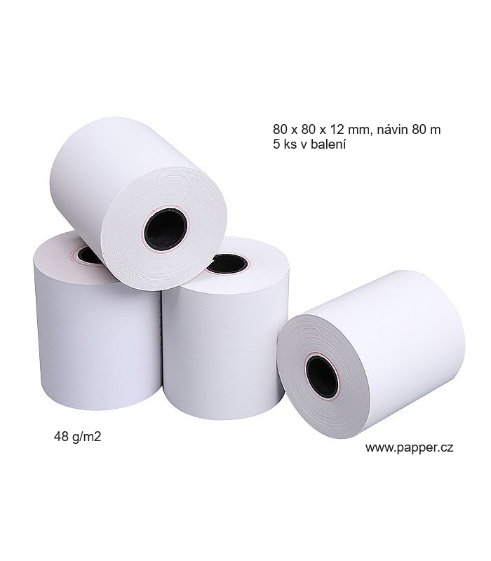 Termokotoučky - 80 x 80 x 12 mm, návin 80 m, 48 g/m2, 5 ks