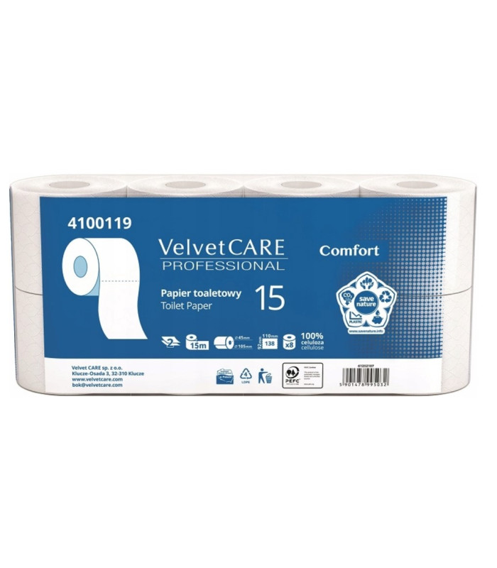 Toaletní papír Velvet Professional 4100119 - 2 vrstvý, 15 m, 8 rolí