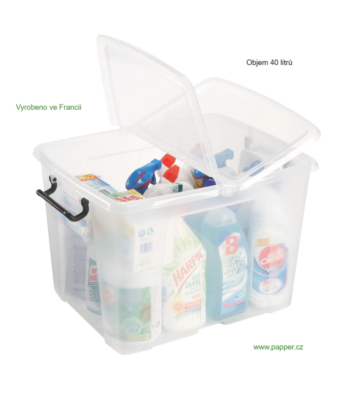 Plastová krabice Strata - transparentní, 40 l