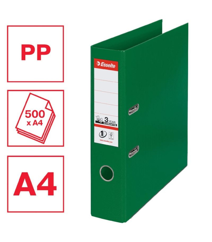 Pákový pořadač Esselte No.1 - A4, šíře hřbetu 7,5 cm, zelený